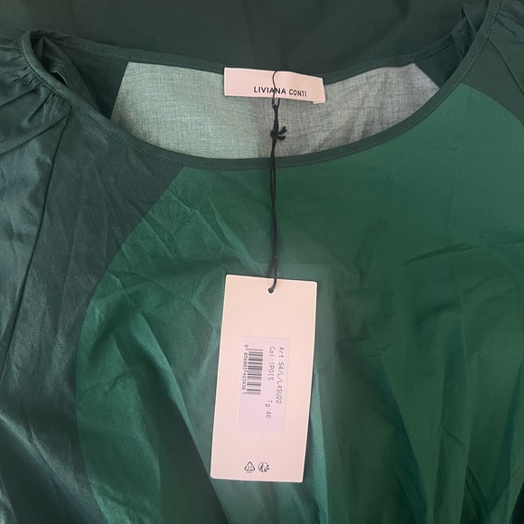 Liviana Conti Elegant Green Puff Sleeve Midi Dress - Picture 2 of 4